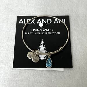 Alex and Ani Living Water Blue Stone Bangle Charm Bracelet